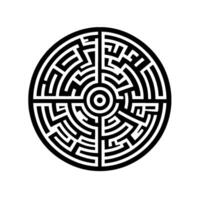 Circular Black and White Maze Illustration, Problem Solving, Challenge, Element vector