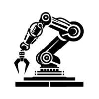 Robotic Arm Minimalist Factory Automation vector