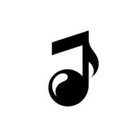 Black Eighth Note , Minimalist Music on White, Silhouette vector