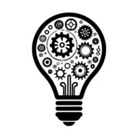 Mechanical Lightbulb with Gears Innovation Concept vector