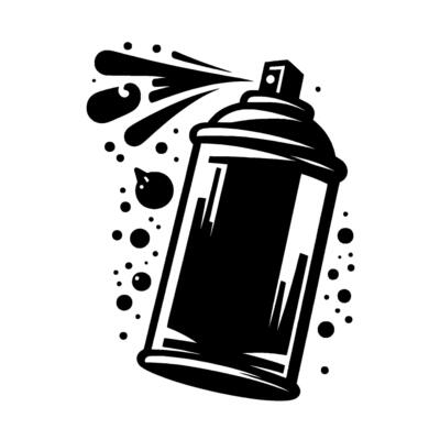 Spray Can Black and White Illustration