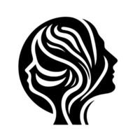 Symbolic Interplay Silhouette Faces with Flowing Lines vector