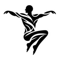 Abstract Silhouette of a Person in Dynamic Pose, Black and White vector