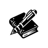 Black and White Book Pen Education, Writing, and Knowledge vector