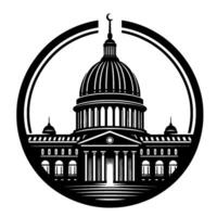 Silhouette of Capitol Building, Inside a Circle vector