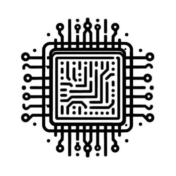 Minimalist Computer Chip Technology, Circuitry, Data Processing vector