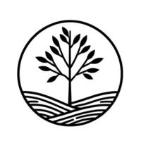 Minimalist Tree in Circle Nature, Growth, Environment, Branding vector
