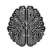 Circuit Board Brain Illustration AI, Technology, Innovation, Minimalist vector