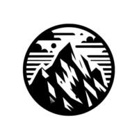 Monochromatic Mountainscape Circle Minimalist Nature vector