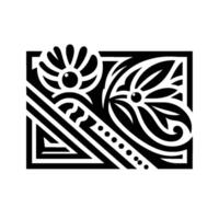 Decorative Black White Floral Composition in a Rectangular Frame vector