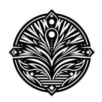 Geometric Floral Mandala in Black and White, Artistic Element vector
