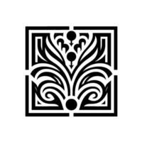 Geometric Floral Black and White Element on White Background vector