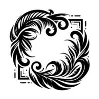 Decorative Black and White Swirls and Feathers Element vector
