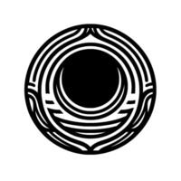 Geometric Circular Motif in Black and White Minimalist vector