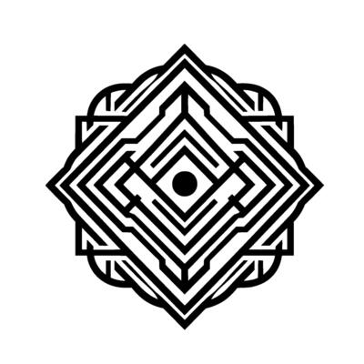 Geometric Labyrinth Minimalist Black White Mandala