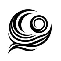 Abstract Black and White Swirls Circle Symbol, Geometric Element vector