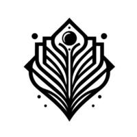Abstract Geometric Feather Black and White Minimalist vector