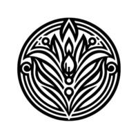 Abstract Floral Mandala in Black and White vector