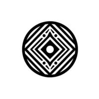 Geometric Tribal Emblem Black White Circular Pattern on White vector