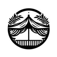 Minimalist Black and White Round Pavilion with Foliage vector