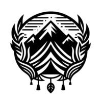 Mountain Emblem Minimalist Nature in Black White vector