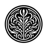 Elegant Circular Floral in Black and White vector