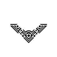 Geometric Black and White Ornament on White Background vector