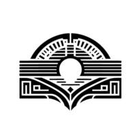 Abstract Black and White Symbol Geometric on White Background vector