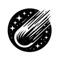 Cosmic Comet Illustration Black White Circular for Space, Technology, Branding vector