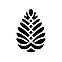 Minimalist Pinecone Silhouette, Black and White vector