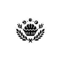 Elegant Bakery Black Cupcake Laurel Wreath, vector