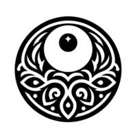 Abstract Circular Emblem Geometric , Black and White, Decorative Motif vector