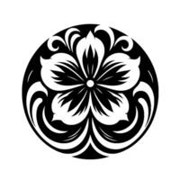 Elegant Black and White Floral Mandala on White Background 2 vector