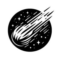 Black and White Comet Against Cosmic Background vector