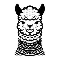 Monochromatic Llama Portrait with Geometric Neck Pattern vector