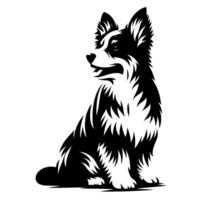 Black and White Border Collie Silhouette, Minimalist Dog , vector