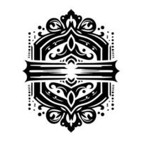 Ornate Black White Decorative Element on White Background vector