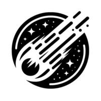 Black and White Comet with Stars, Simple vector
