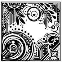 Art Deco Geometric Patterned Square Decorative Black White vector