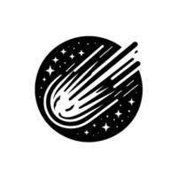 Black and White Comet , Circle with Stars and Motion Trails vector