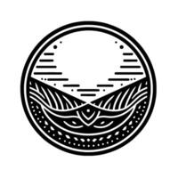 Abstract Black White Circular Pattern Emblem Nature Inspired vector