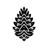 Black and White Stylized Pine Cone Minimalist vector