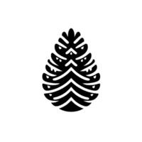 Minimalist Black Pine Cone on White Background vector