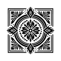 Geometric Floral Mandala in Black White, Ornamental Pattern vector