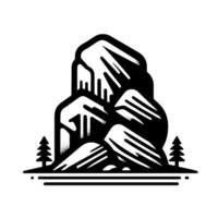 Monochromatic Mountain with Trees Nature vector