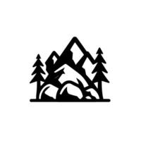 Minimalist Mountain and Pine Tree Silhouette vector