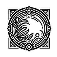 Geometric Botanical , Black and White, Decorative Element vector