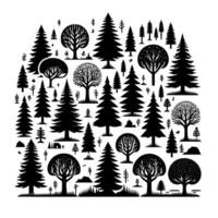 Black White Forest Silhouette Pattern vector