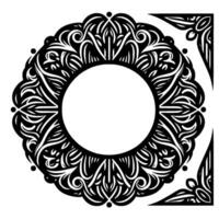 Elegant Black and White Mandala with Corner Elements vector