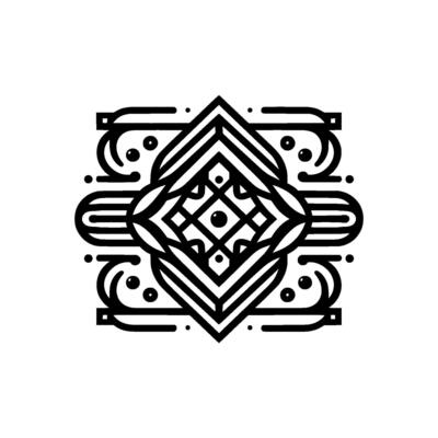 Geometric Black White Decorative Motif, Minimalist